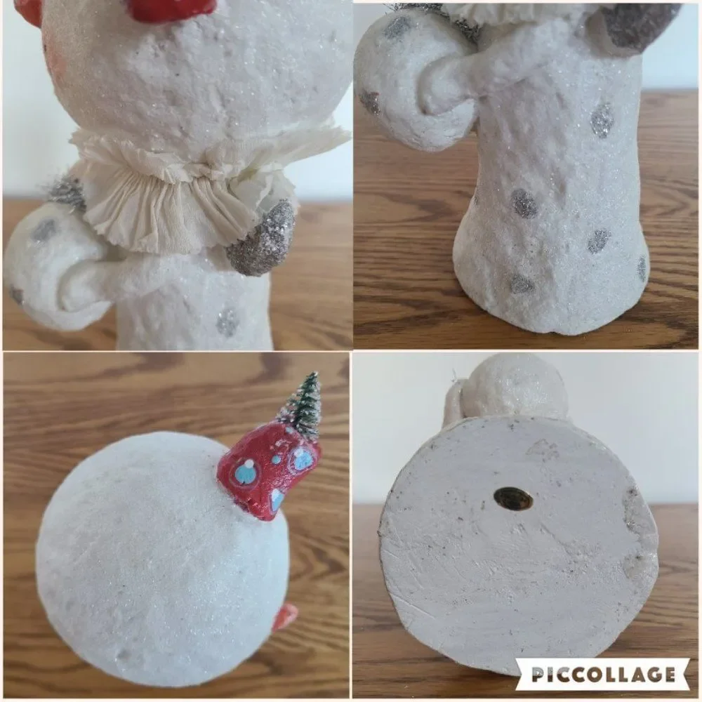 Whimsical Snow Woman Angel Mama With Snow Baby Shelf Sitter Winter Figurine VTG